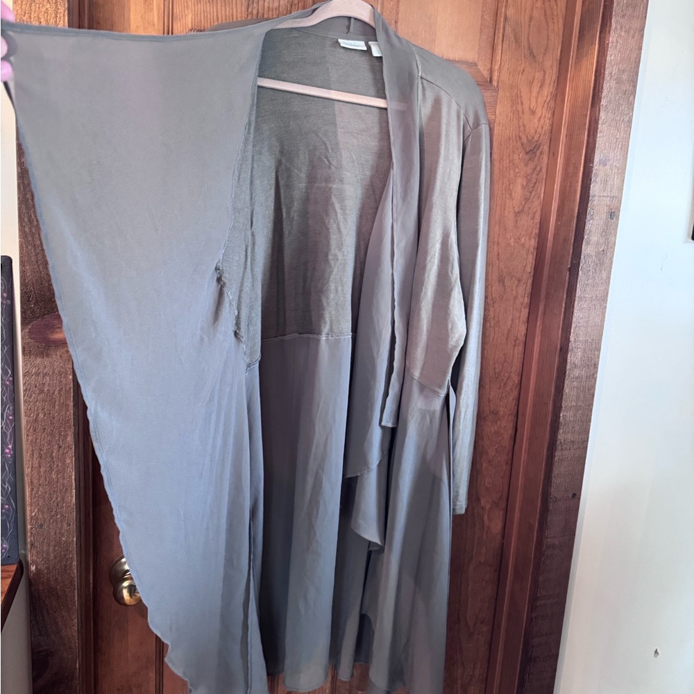 LOGO Lounge by Lori Goldstein Chiffon Cascade Cardigan with Tie Detail 3X - Picture 6 of 16
